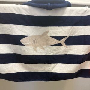 Pottery Barn Kids Baby Striped Shark Hooded Towel UPF 50+